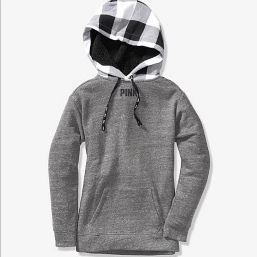 PINK Victoria’s Secret Pullover with Plaid Hood